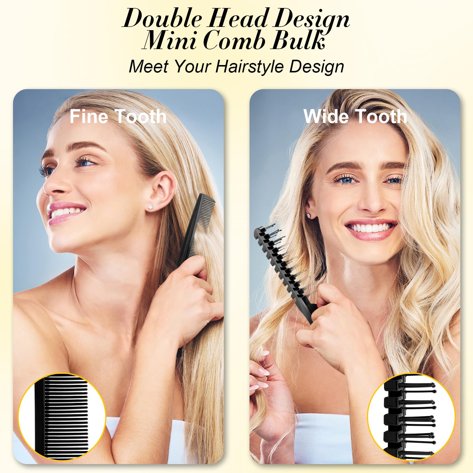 HOFASON mini comb fine teeth close-up for precise styling and smoothing.