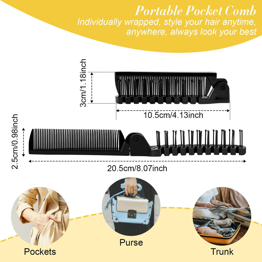 HOFASON travel folding comb open showing dual-head design for styling versatility.