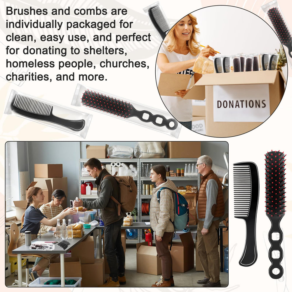 HOFASON travel-size hair comb close-up for charity relief packs.