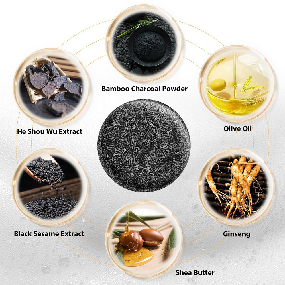 Hogitpe gray hair reverse bar ingredients closeup shows natural extracts for care