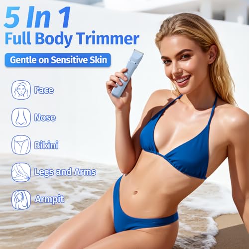 HOHOLE Bikini Trimmer blue battery display highlights power status during routines.