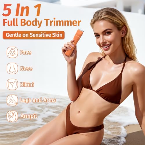 HOHOLE bikini trimmer five-heads assembled shows versatile grooming for multiple body areas.