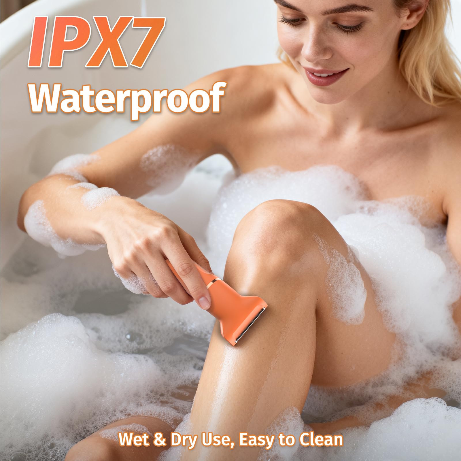 HOHOLE bikini trimmer ipx7-waterproof-shower-use supports safe wet or dry shaving.