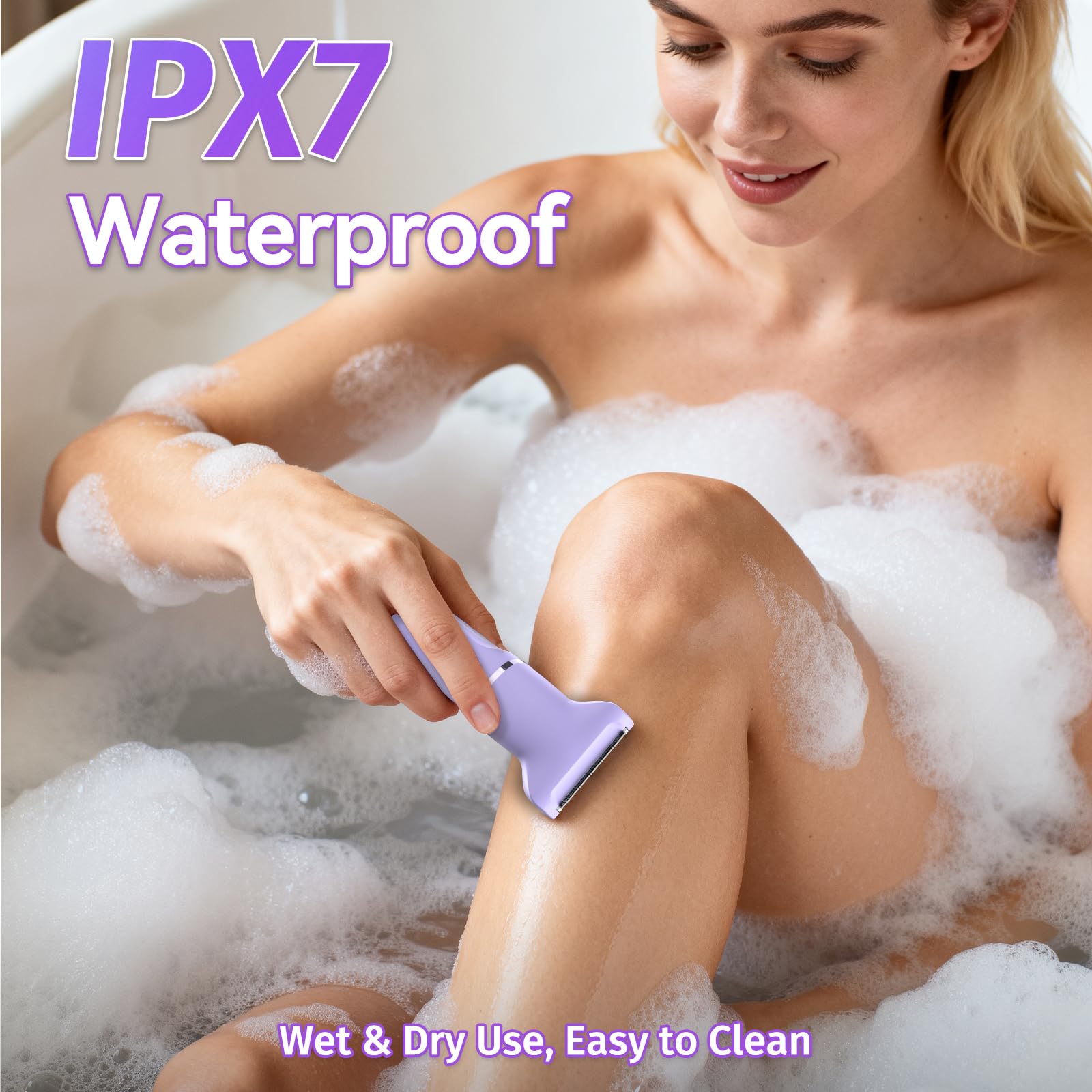 HOHOLE bikini trimmer IPX7 waterproof design supports wet and dry use