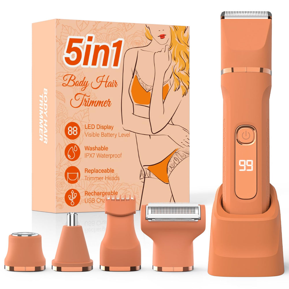 HOHOLE bikini trimmer orange front view for on-the-go grooming convenience.