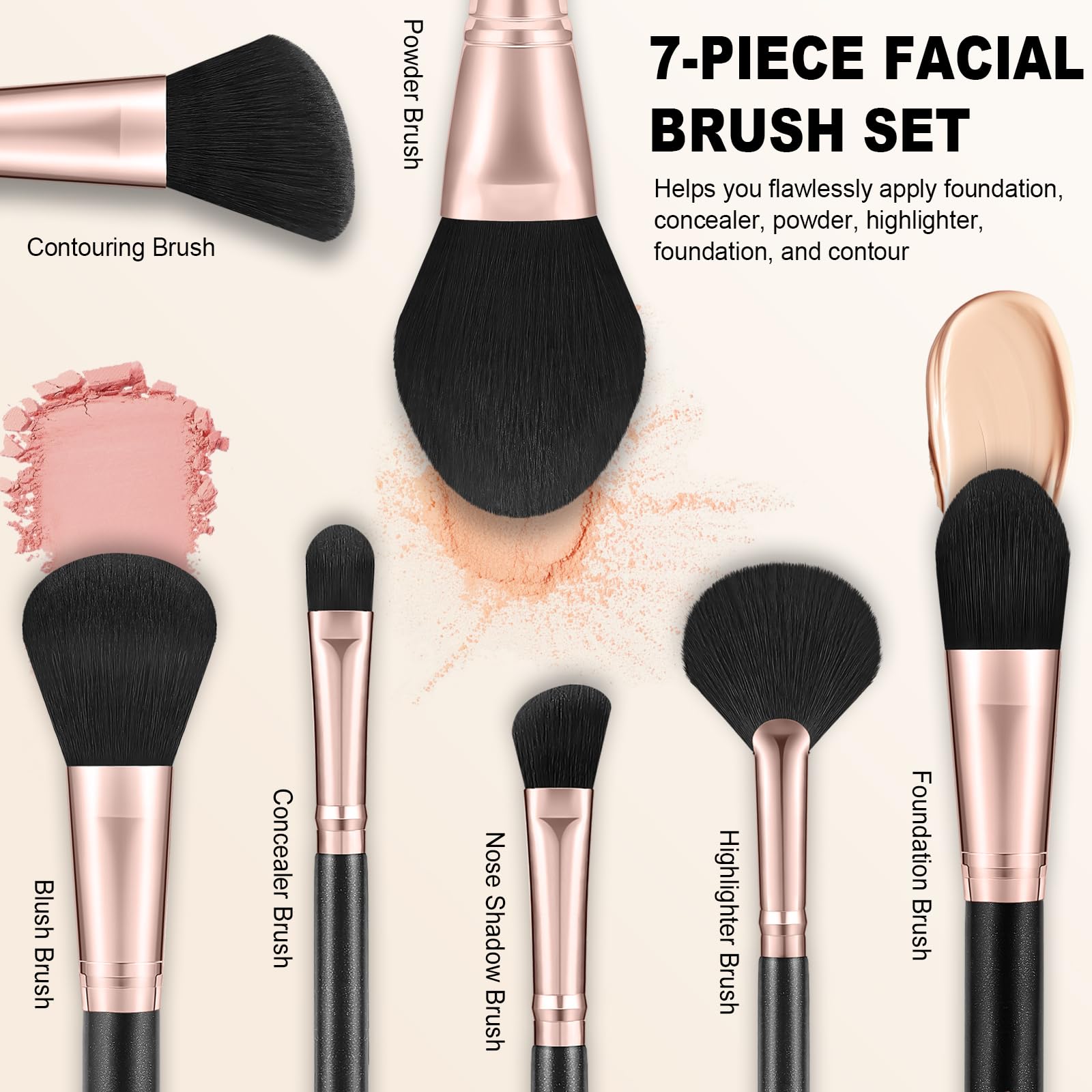 HOIFA Silkpuff pearlescent wood handle brush close-up highlighting ergonomic grip and premium feel