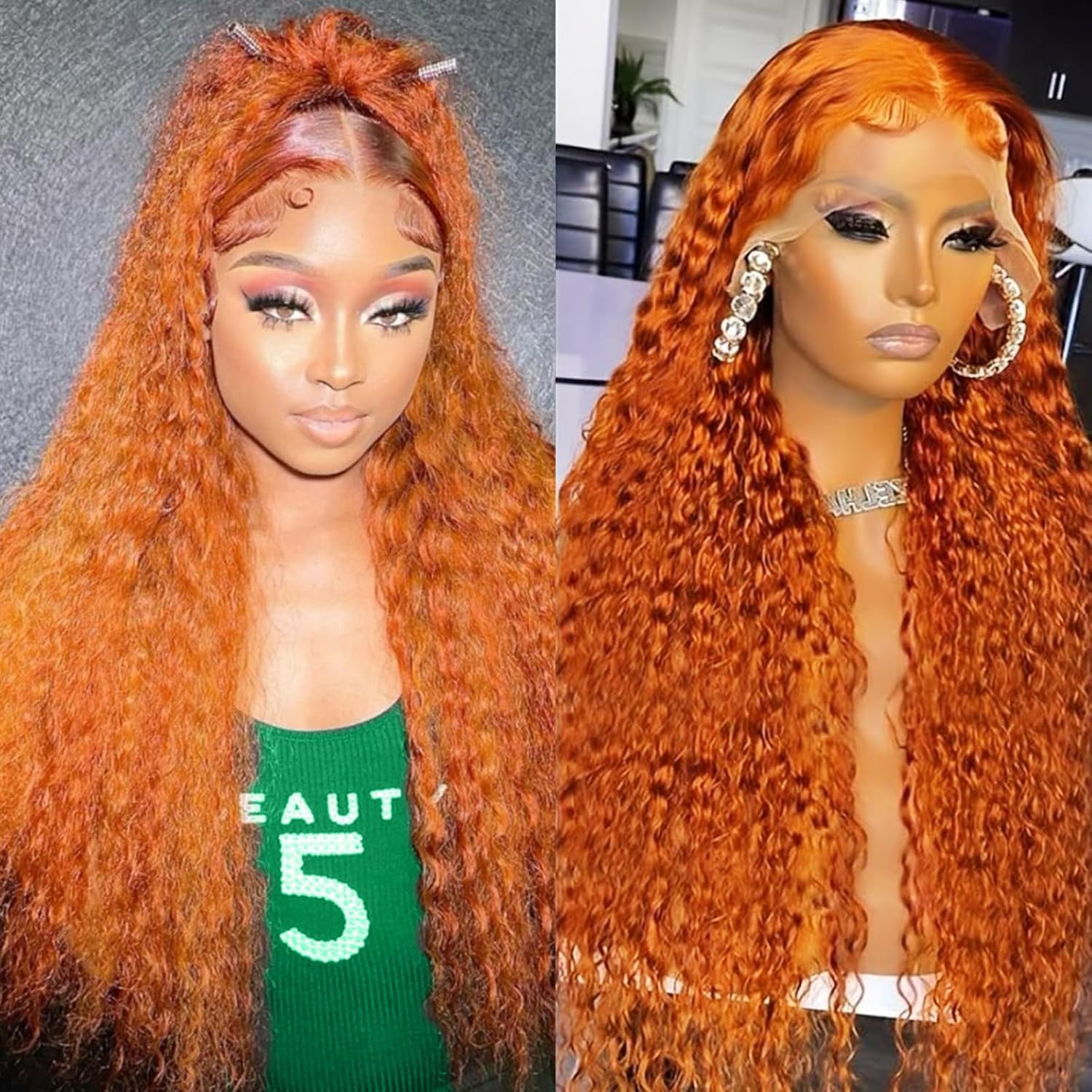 Hoiloxa 30 inch ginger lace front wig front view shows natural hairline for seamless daily wear.