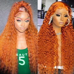 Hoiloxa 30 inch ginger lace front wig front view shows natural hairline for seamless daily wear.