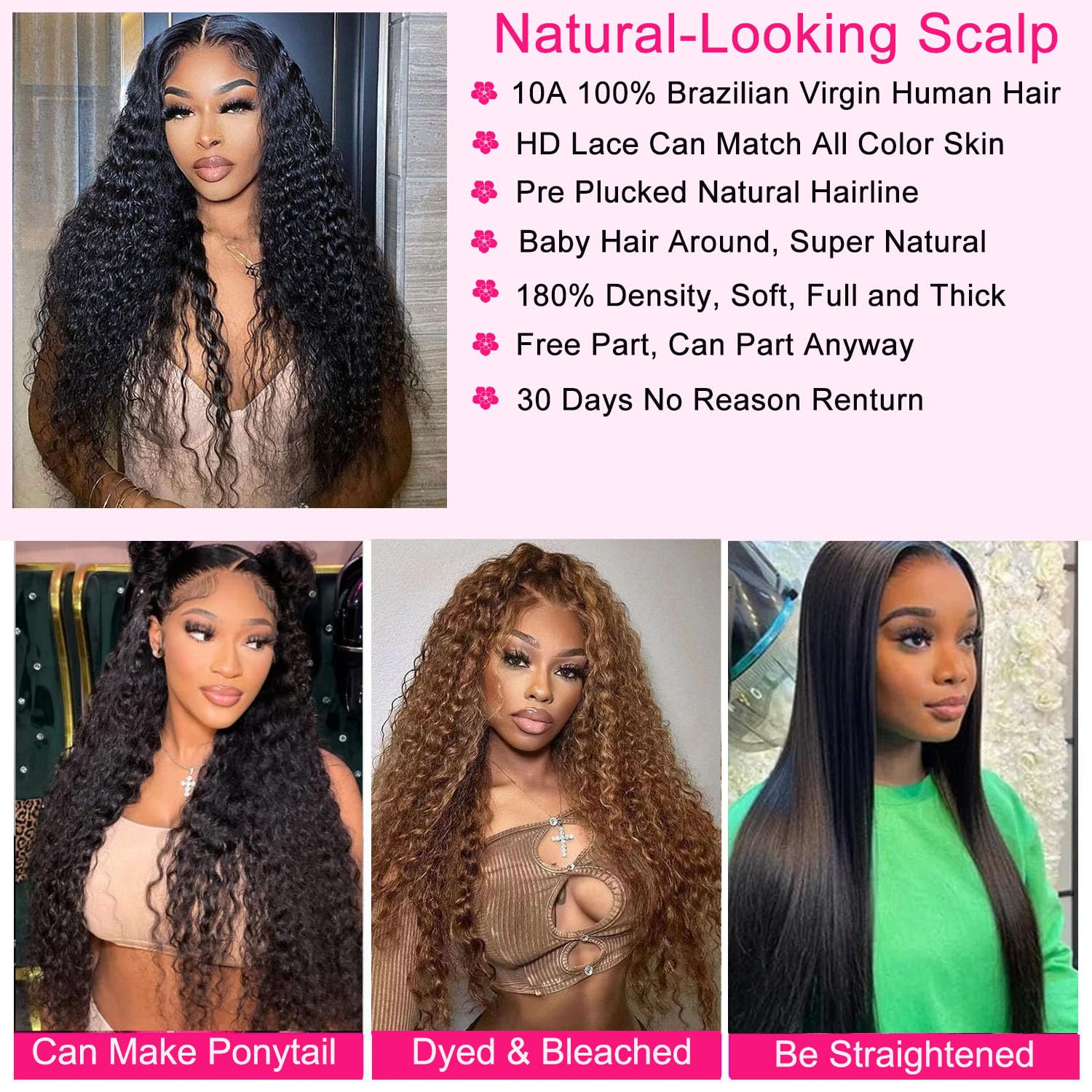 Hoiloxa 24-inch 5x5 closure close-up hairline shows bleached knots for natural scalp look.