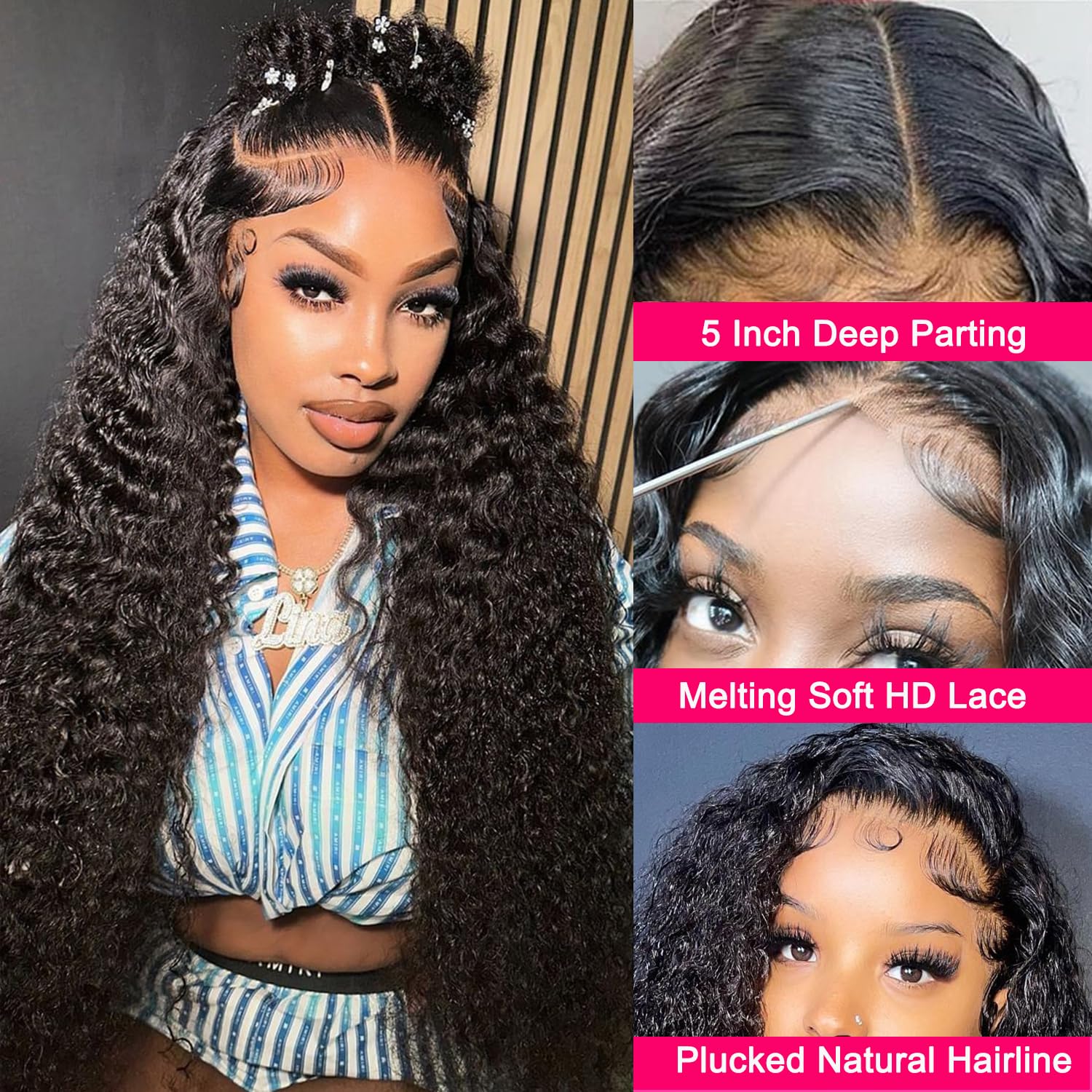 Hoiloxa 24-inch 5x5 closure side-part wig demonstrates versatile styling for daily wear.
