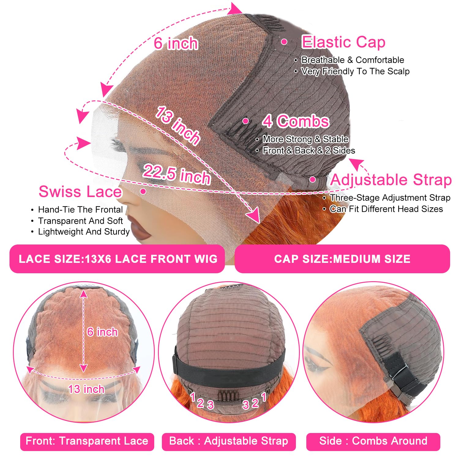 Hoiloxa 13x6 lace front cap with elastic band offers beginner friendly easy installation.