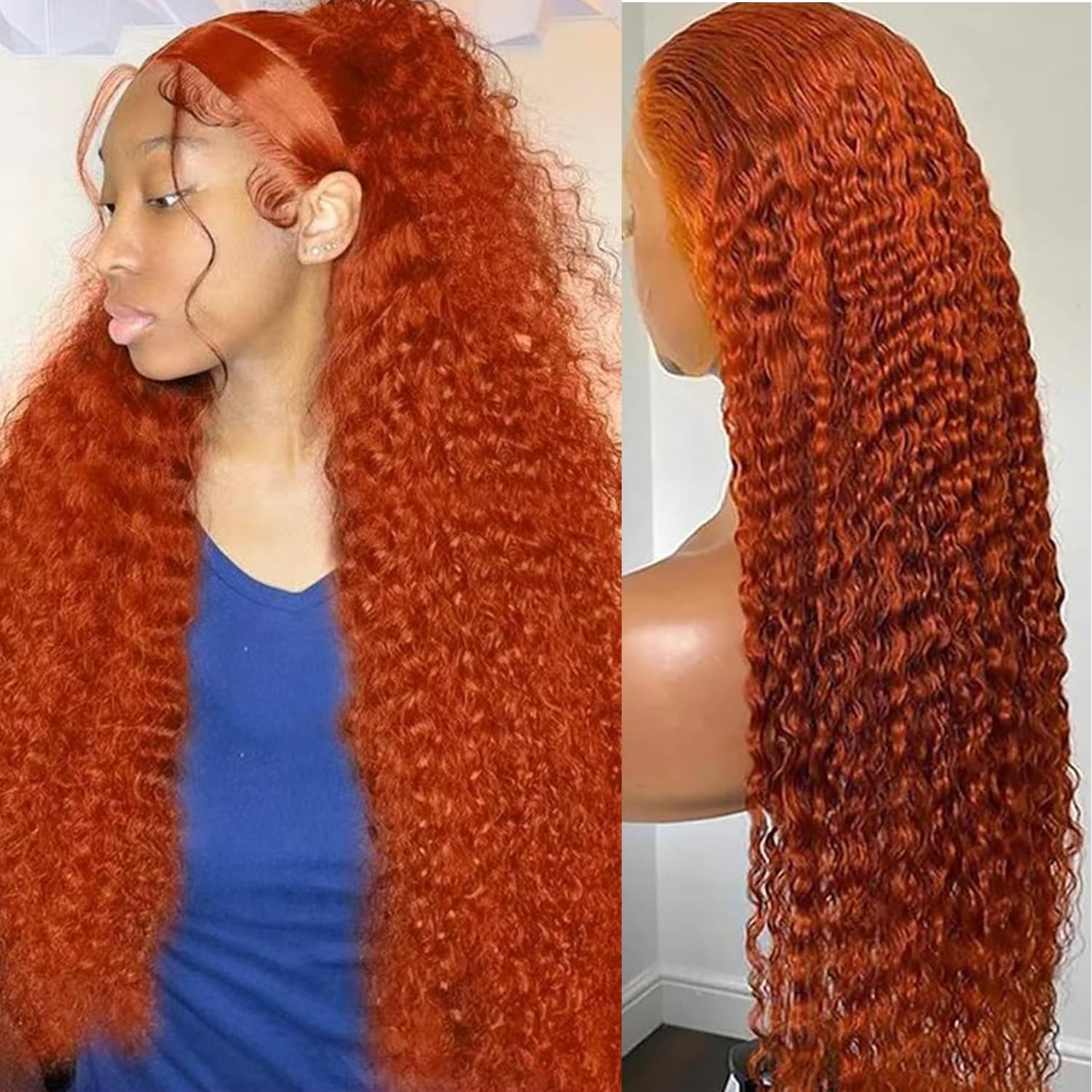 Hoiloxa orange ginger wig demonstrates dye friendly human hair for customized color looks.