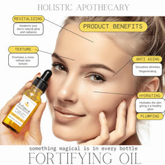 Holistic Apothecary rosehip oil bottle emphasizing hydrating, smoothing benefits.