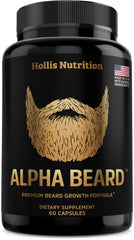 Hollis Nutrition ALPHA BEARD bottle front showing daily beard support