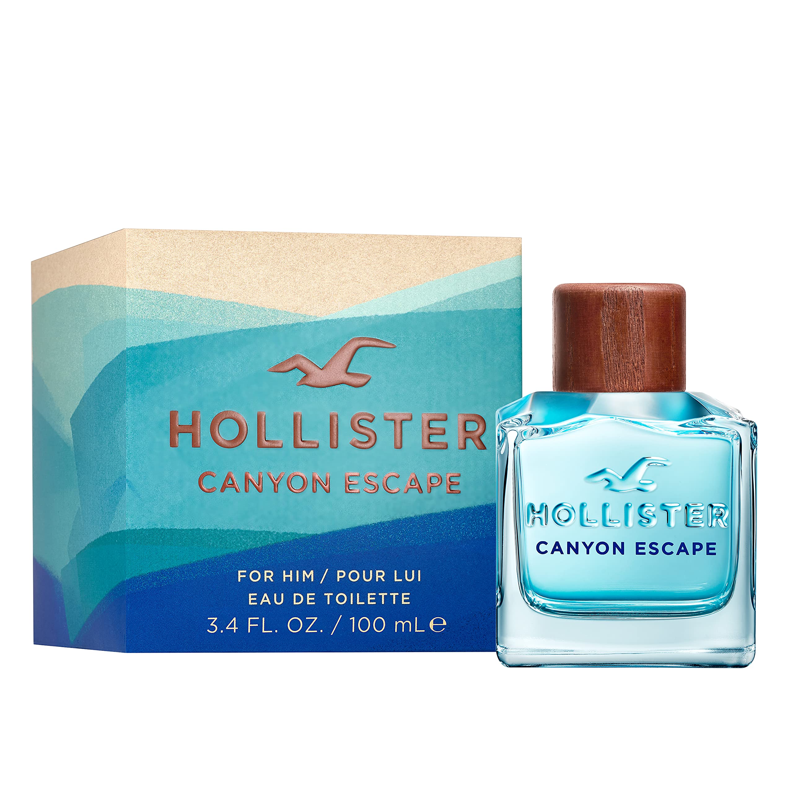 Hollister Canyon Escape bottle pour captures fragrance flow for on-the-go refresh.