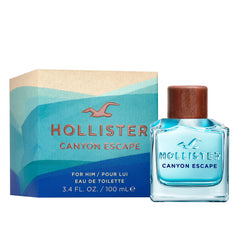 Hollister Canyon Escape bottle pour captures fragrance flow for on-the-go refresh.