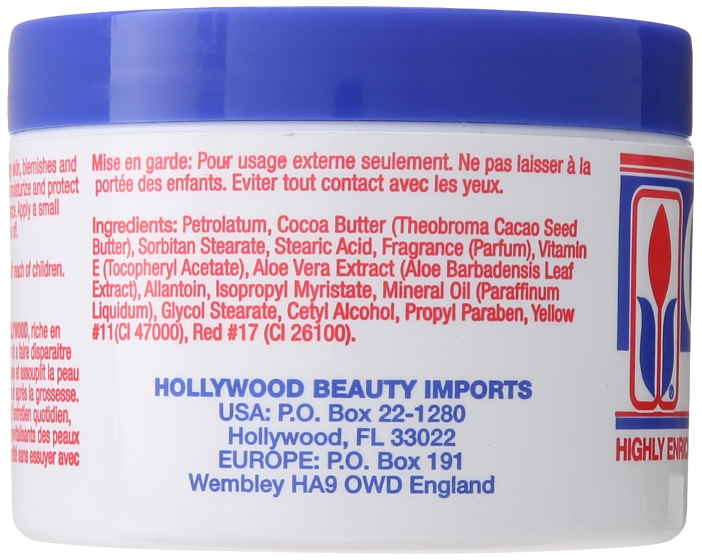 Hollywood Beauty Cocoa Butter Cream texture closeup reveals creamy, fast-absorbing formula.