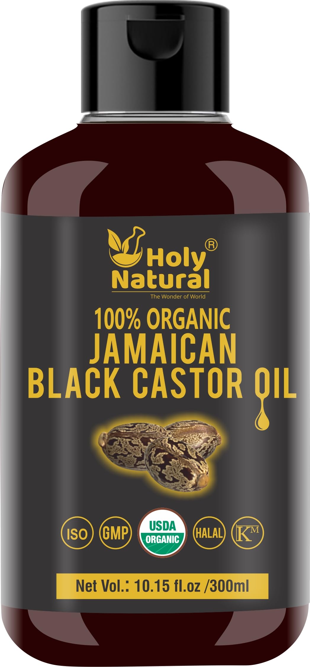 Holy Natural Organic Jamaican Black Castor Oil bottle for scalp hydration