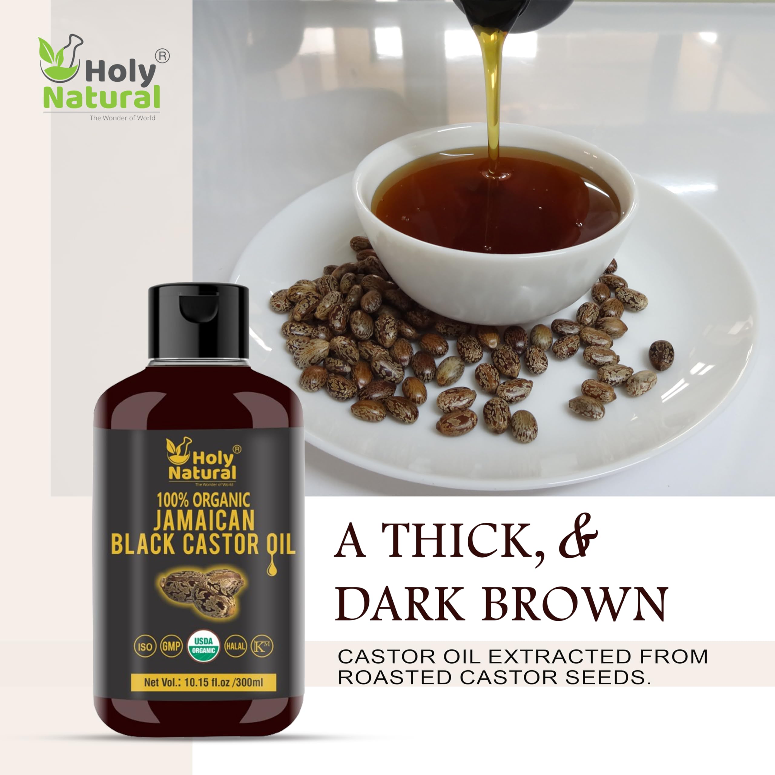 Holy Natural Jamaican Black Castor Oil texture close-up for hair strength