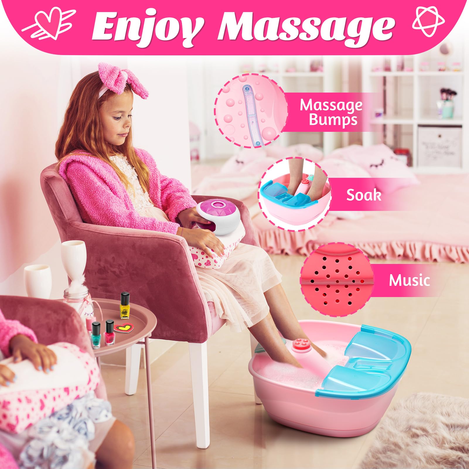 Holycco Kids Spa Day Kit music button enhances spa time