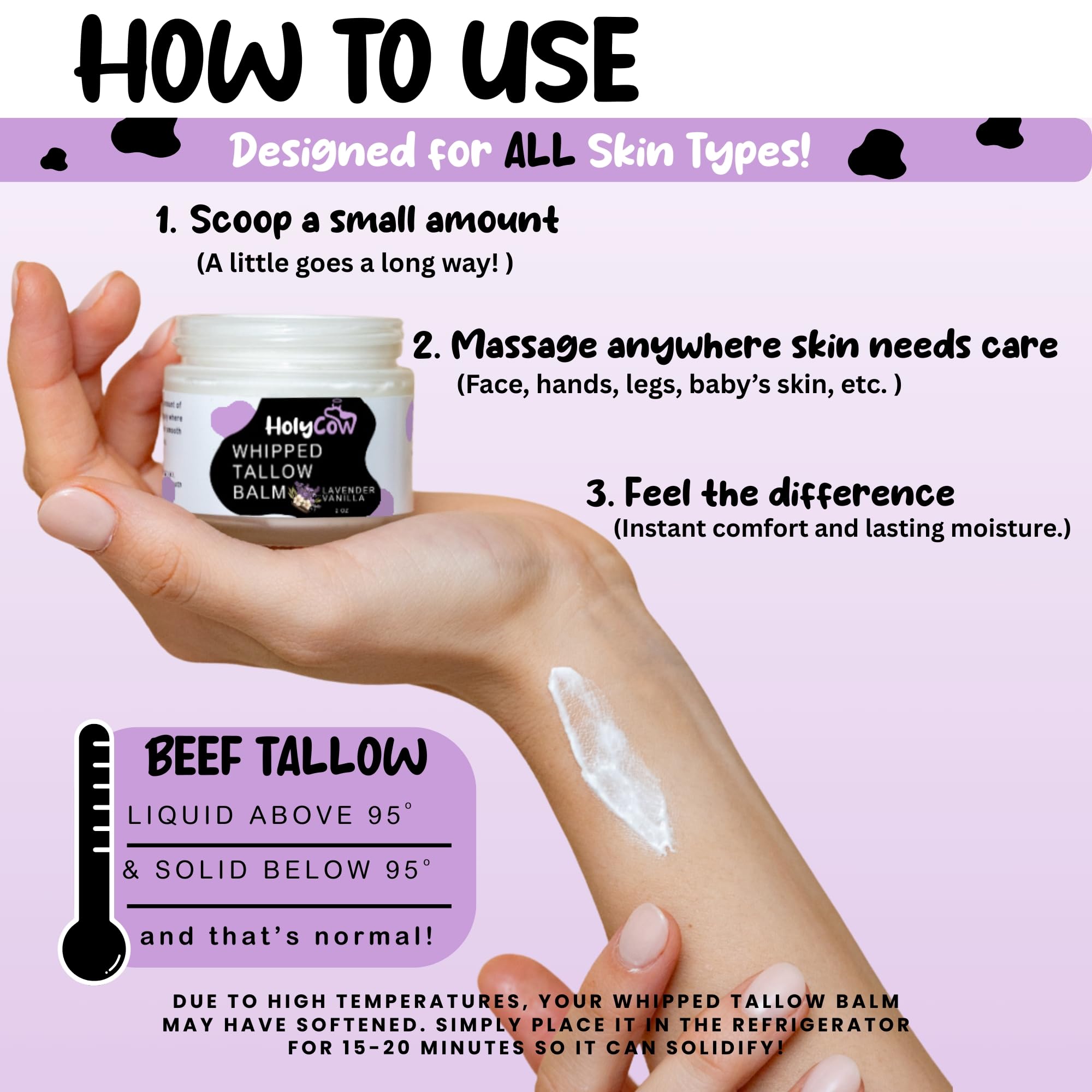 HolyCow baby care application image demonstrates safe, mild moisture for delicate skin.