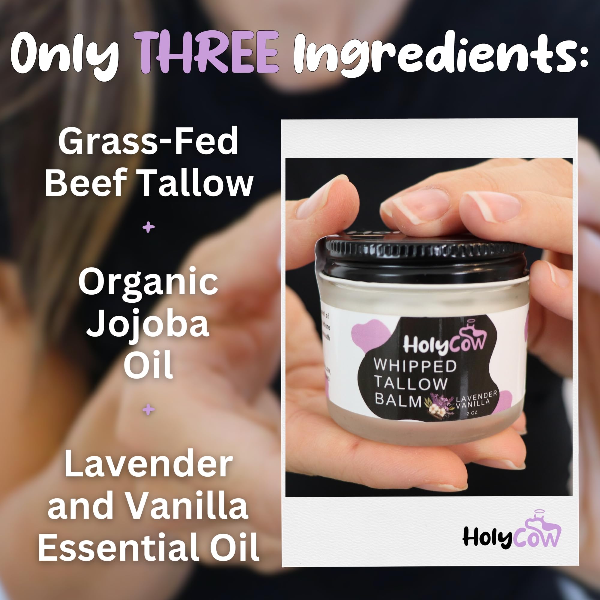 HolyCow organic jojoba oil infusion bottle shows gentle, non-greasy hydration for sensitive skin.