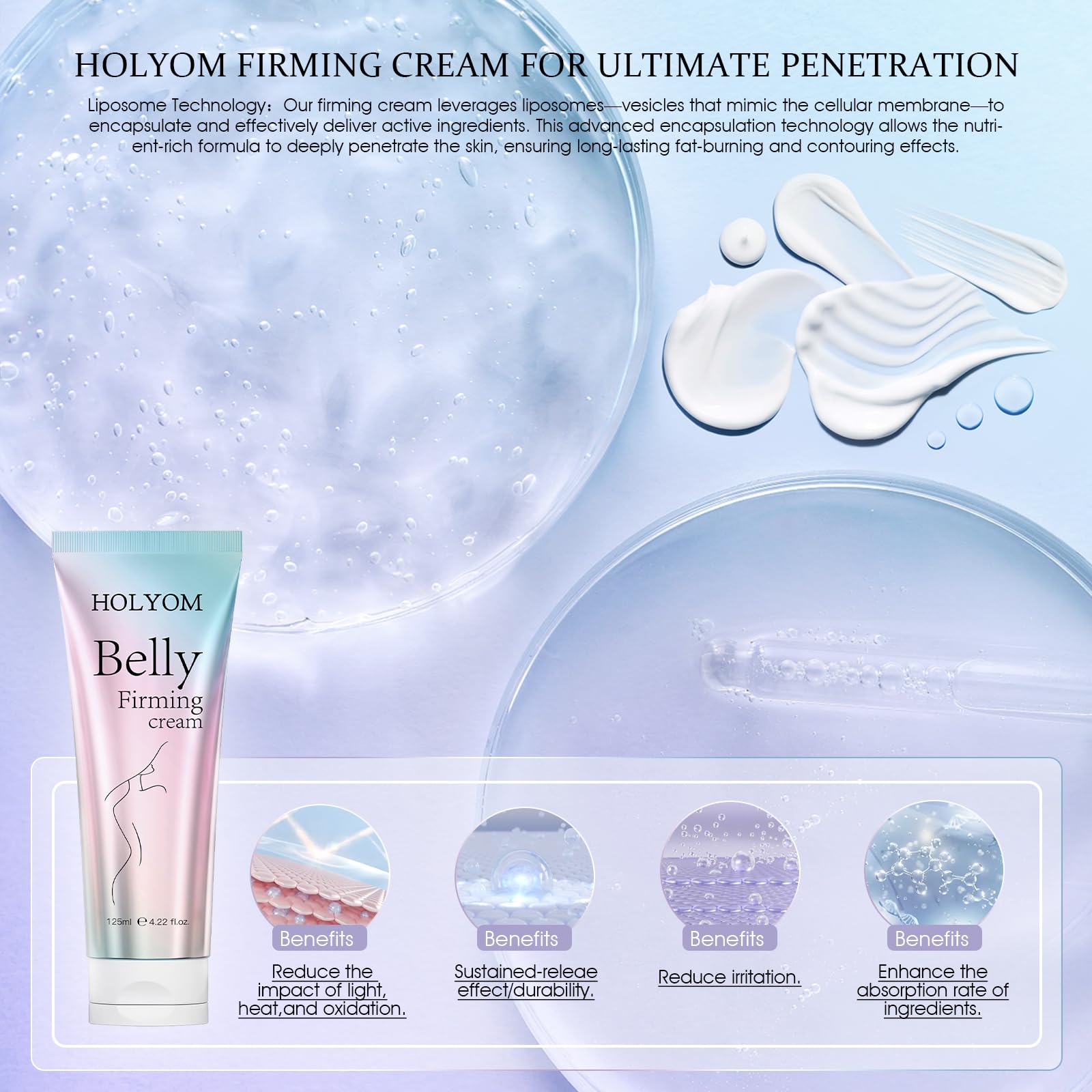 HOLYOM B Flat Belly Firming Cream skin-glow emphasizes radiant skin and even tone after use.