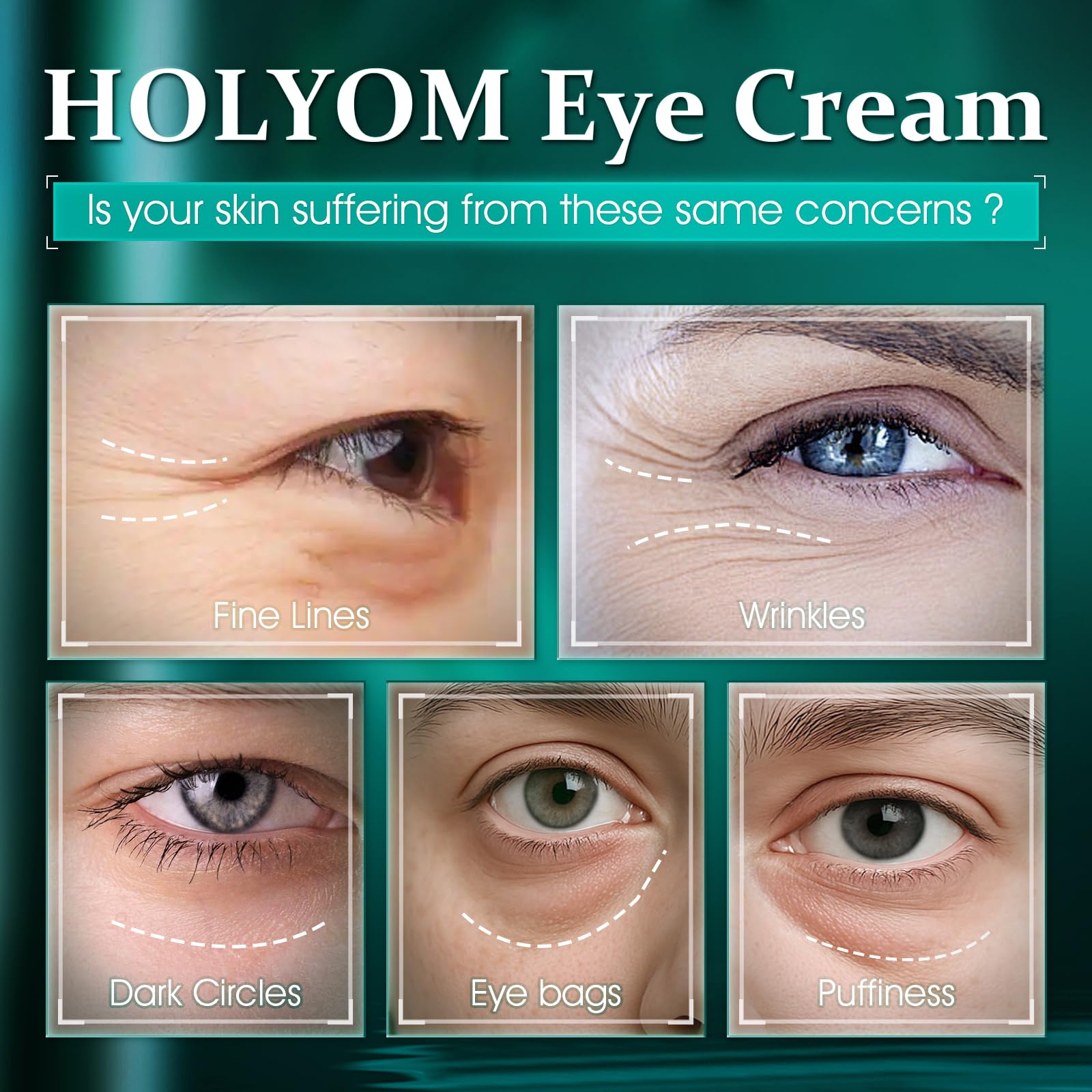 HOLYOM eye-cream-ingredients-brillian-ks68 highlights key smoothing actives.