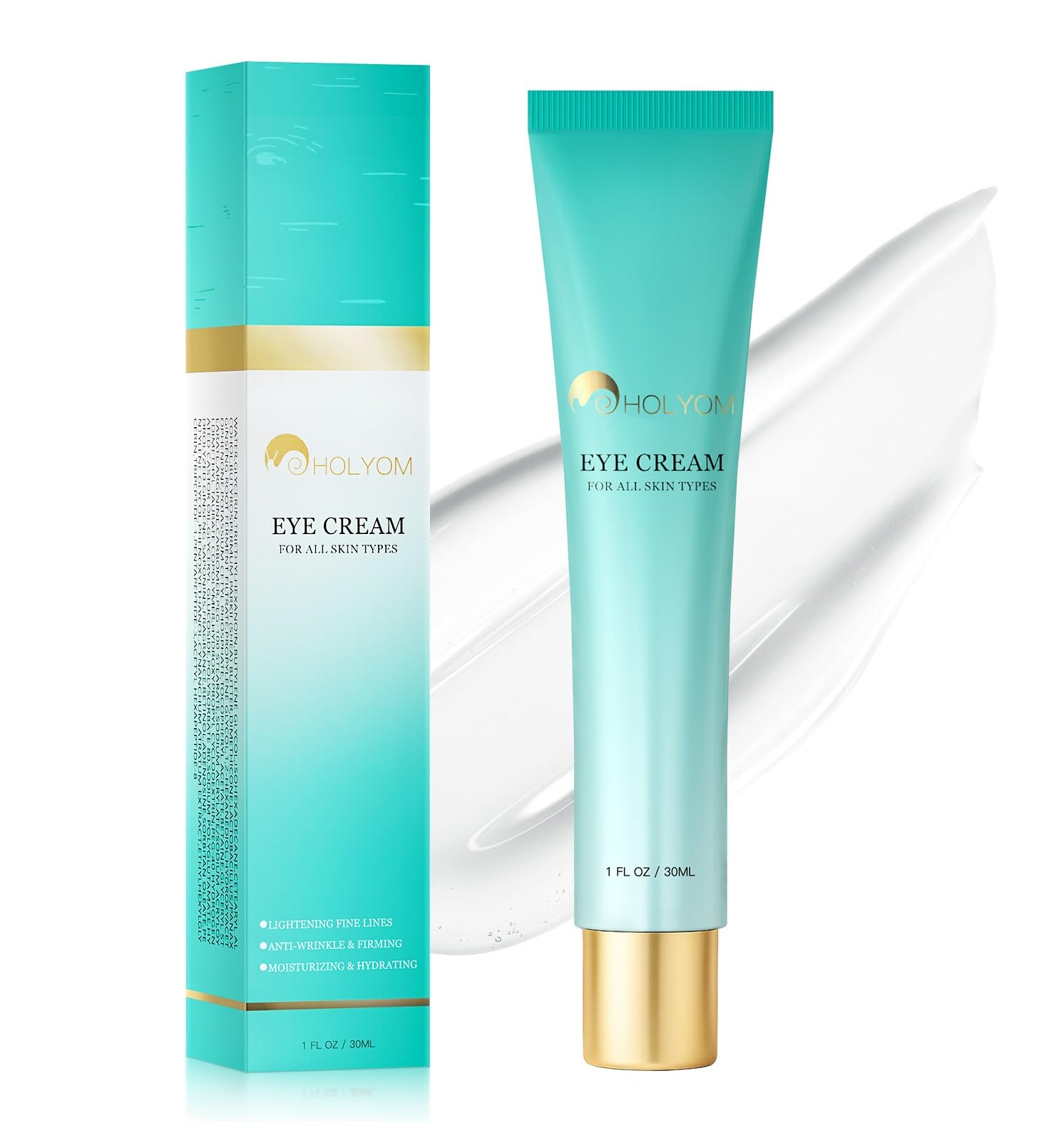 HOLYOM eye-cream-tube-closeup for targeted under-eye care.
