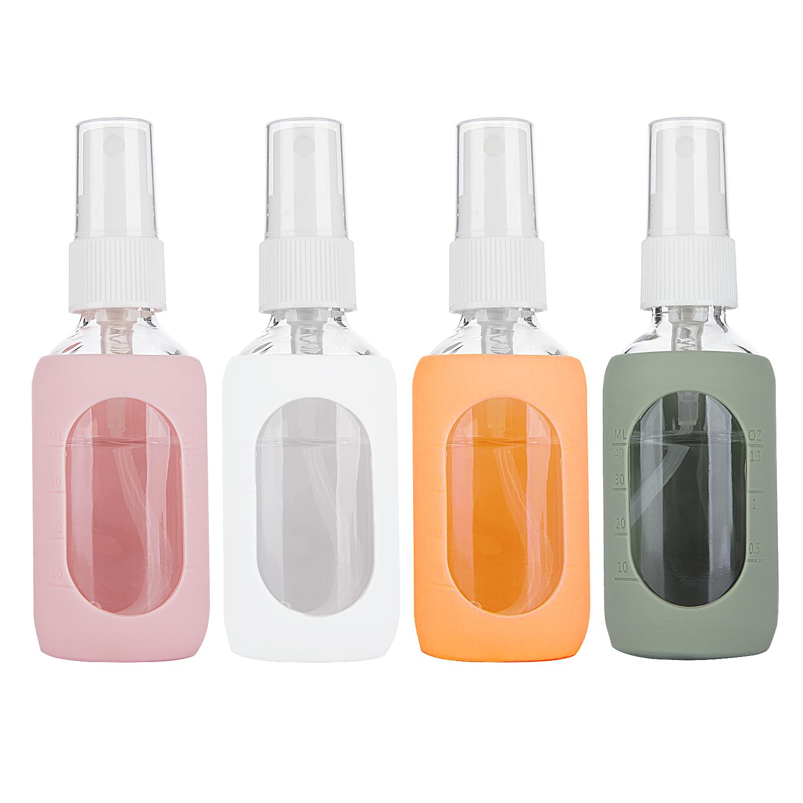 HOMBYS 2oz glass spray bottles with silicone sleeve offer durable, portable storage.