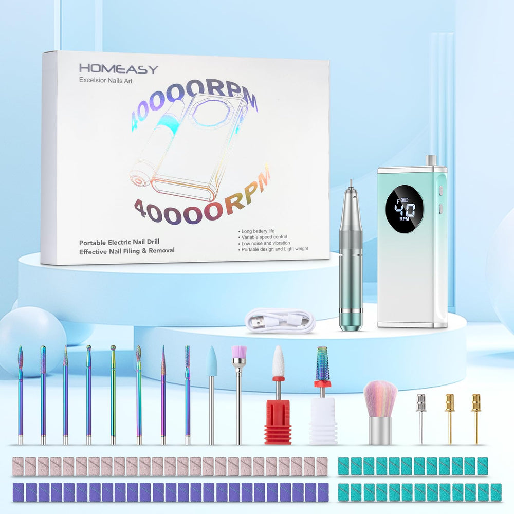 Homeasy included bits and sanding bands support shaping polishing and cuticle work