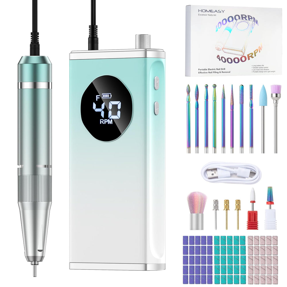 Homeasy electric nail drill at 40000rpm high speed for fast gel and acrylic removal
