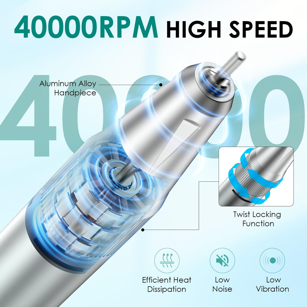 Homeasy nail drill LCD display shows RPM and battery status for precise control