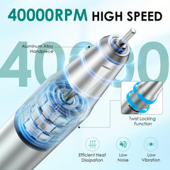 Homeasy nail drill LCD display shows RPM and battery status for precise control