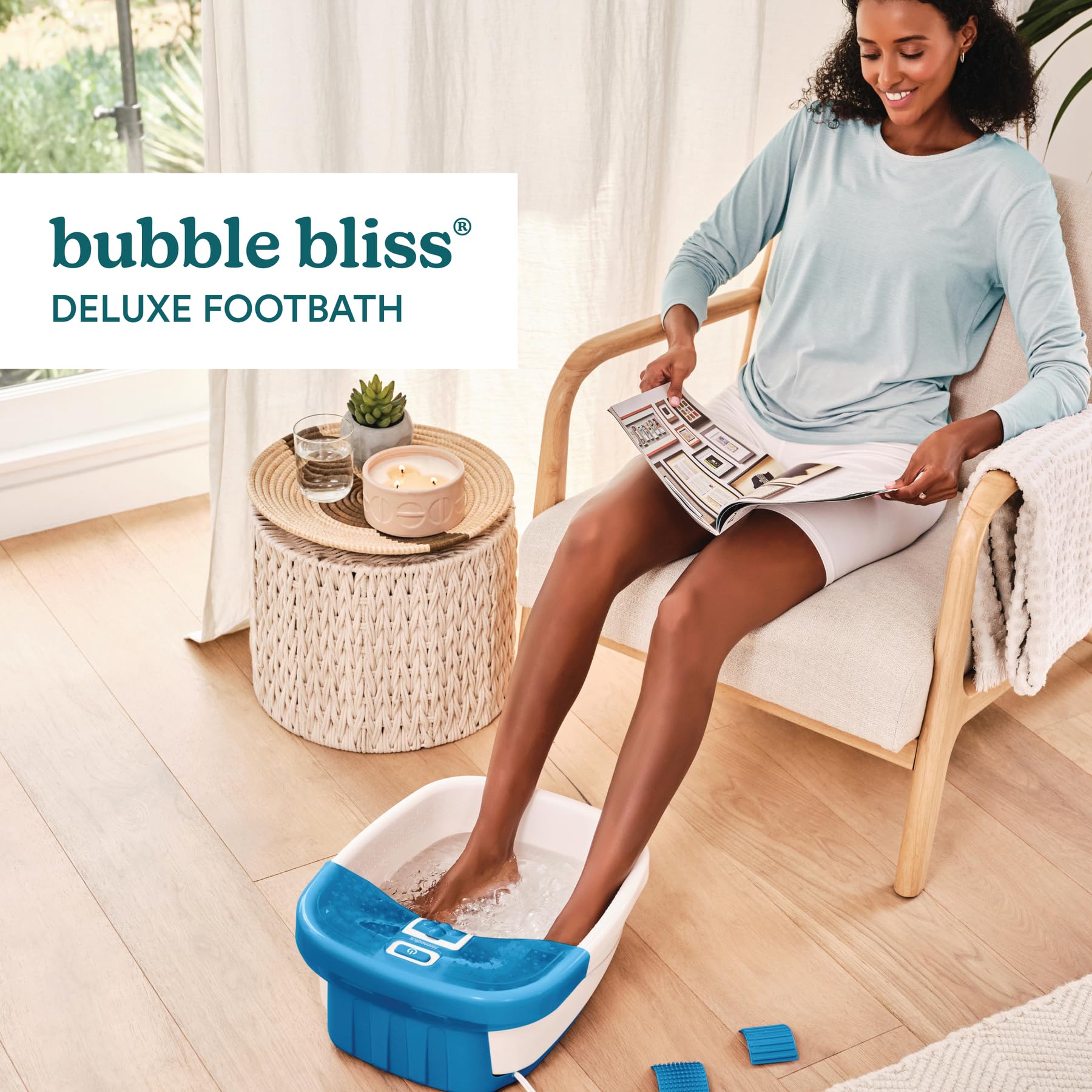 Homedics Bubble Bliss Deluxe Foot Spa heat maintenance keeps water warm during a session
