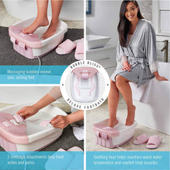 Homedics Bubble Bliss Deluxe-Foot Spa maintains water temperature for comfort.