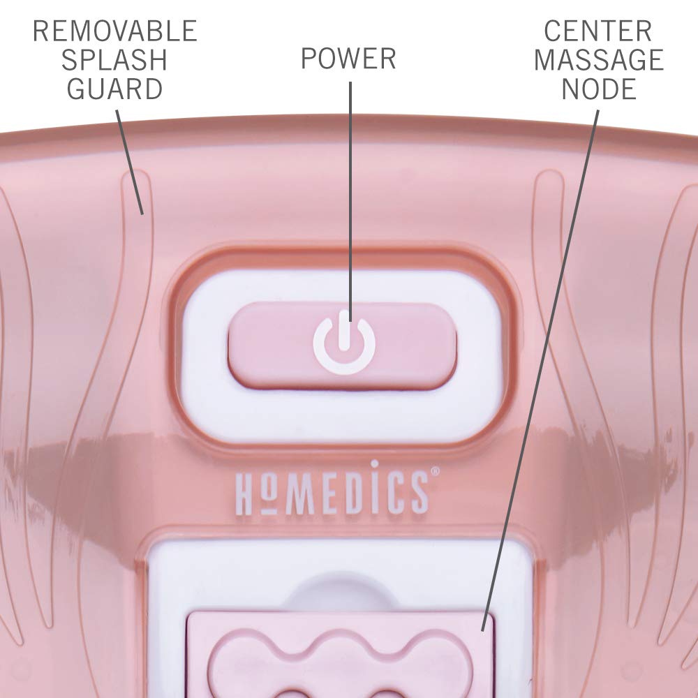Homedics Bubble Bliss Deluxe-Foot Spa splash guard prevents spills.