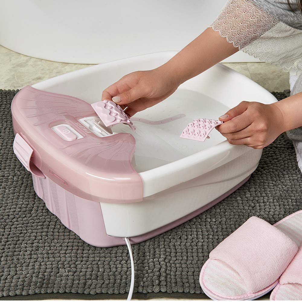 Homedics Bubble Bliss Deluxe-Foot Spa toe-touch controls enable hands-free adjustments.