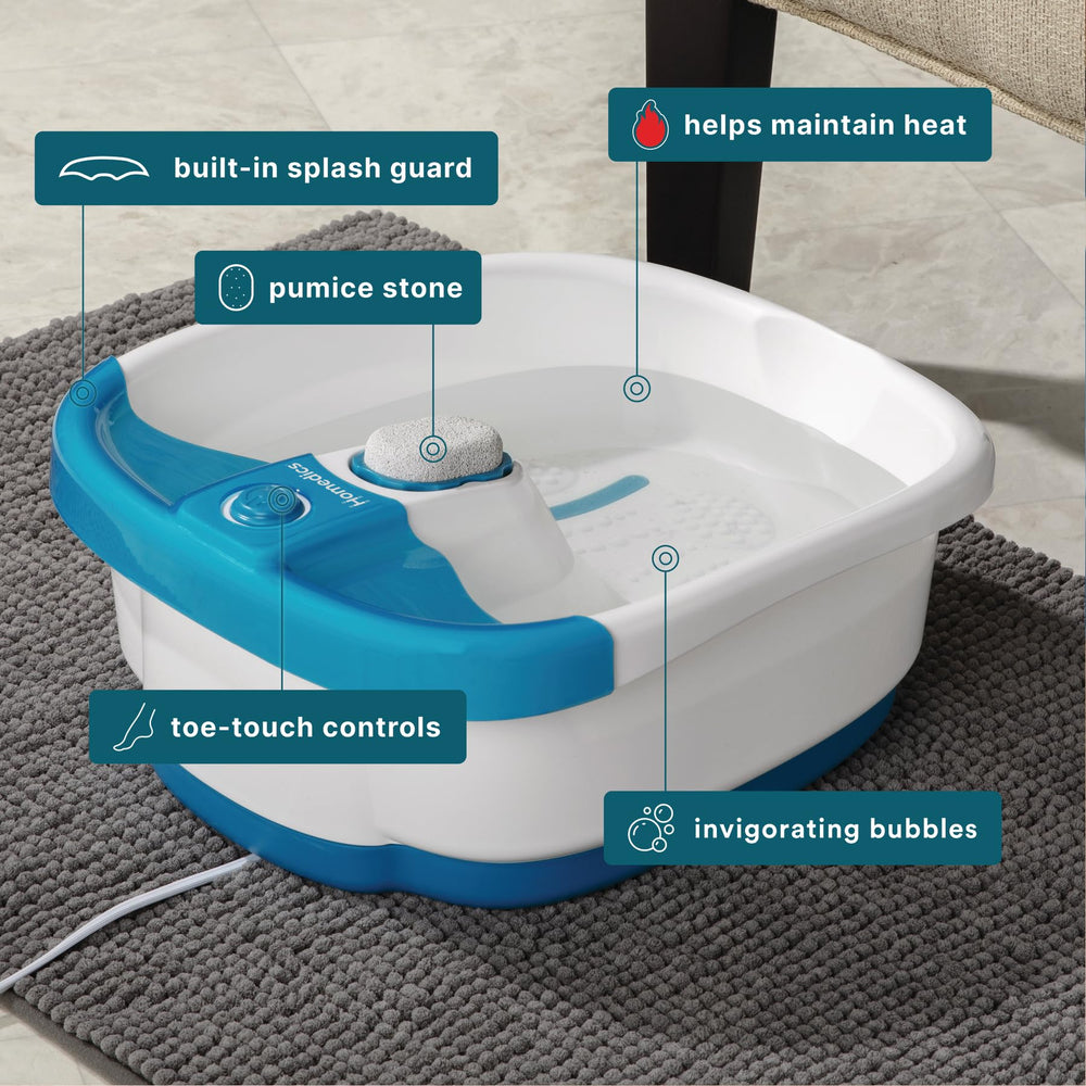 Homedics Bubble Mate Foot Spa bubbles and warm soak for soothing foot massage sessions.