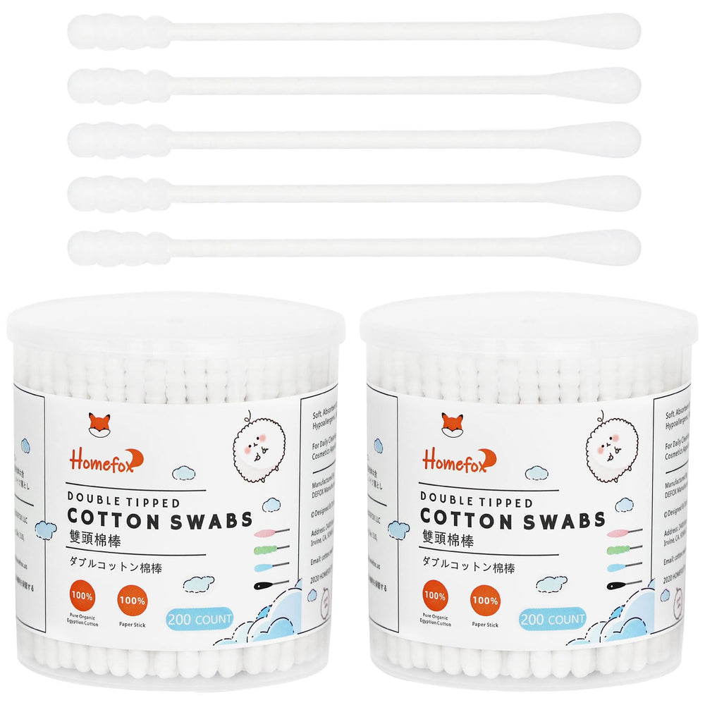 HOMEFOX bastoncillos de algodón espiral delgado para limpieza facial suave.
