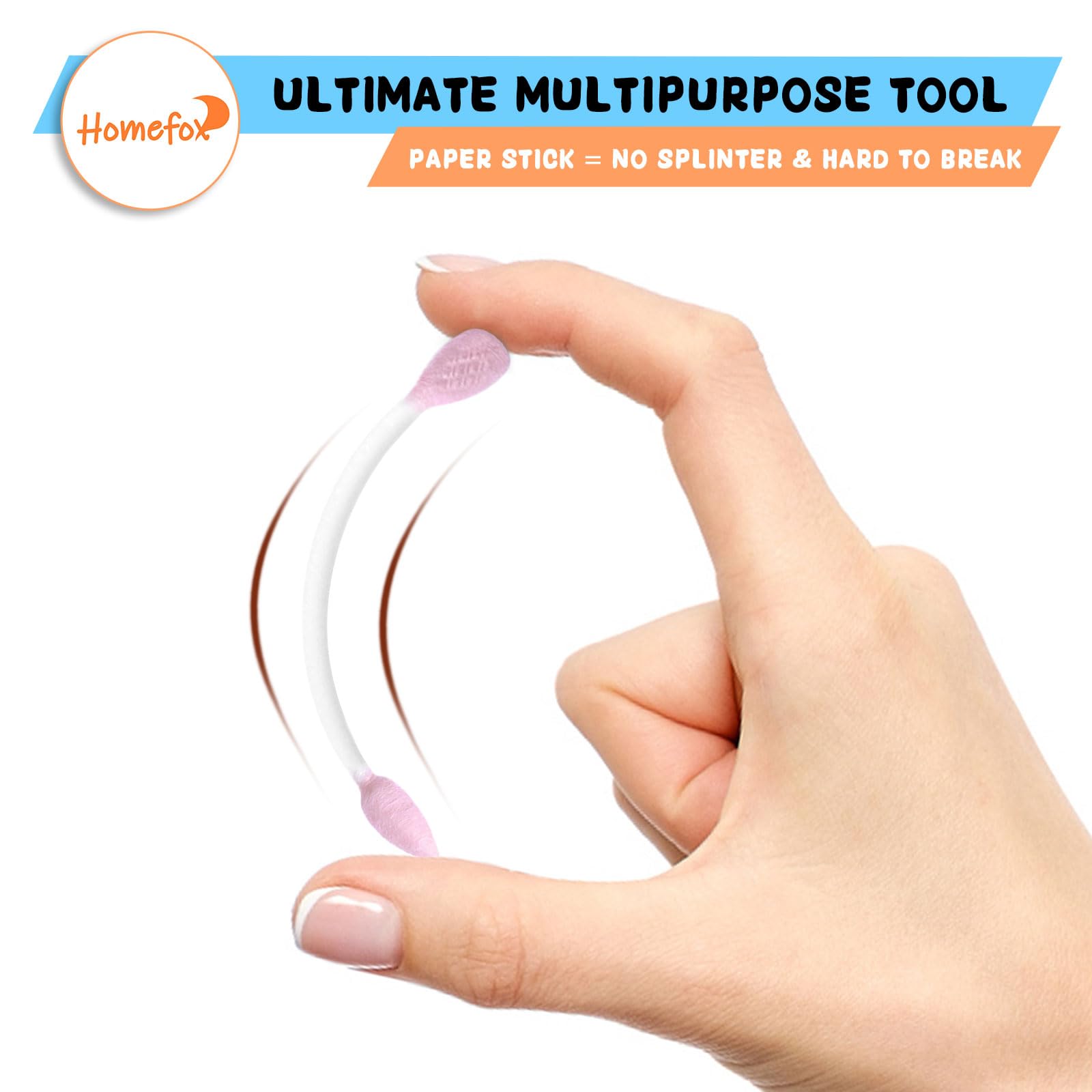 HOMEFOX cotton swabs double-side-design for versatile application.