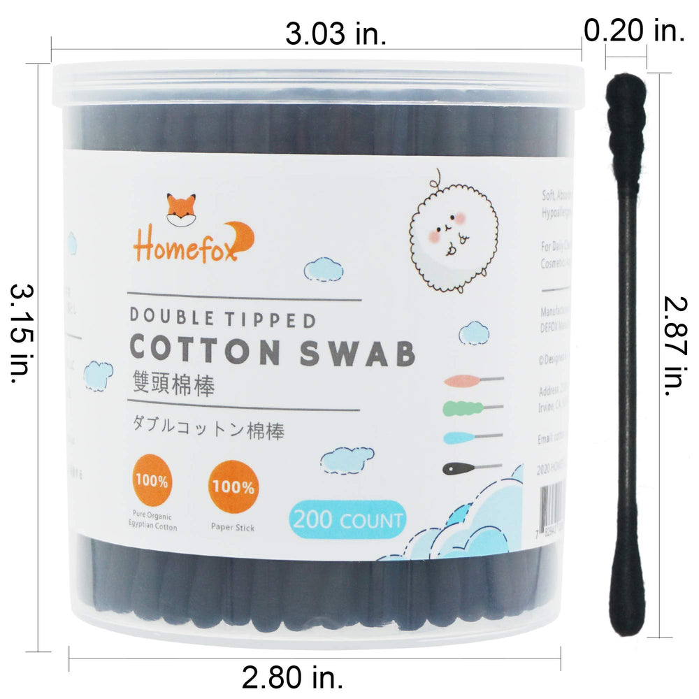 HOMEFOX: hisopos de algodón negro con cabeza redonda para precisión.