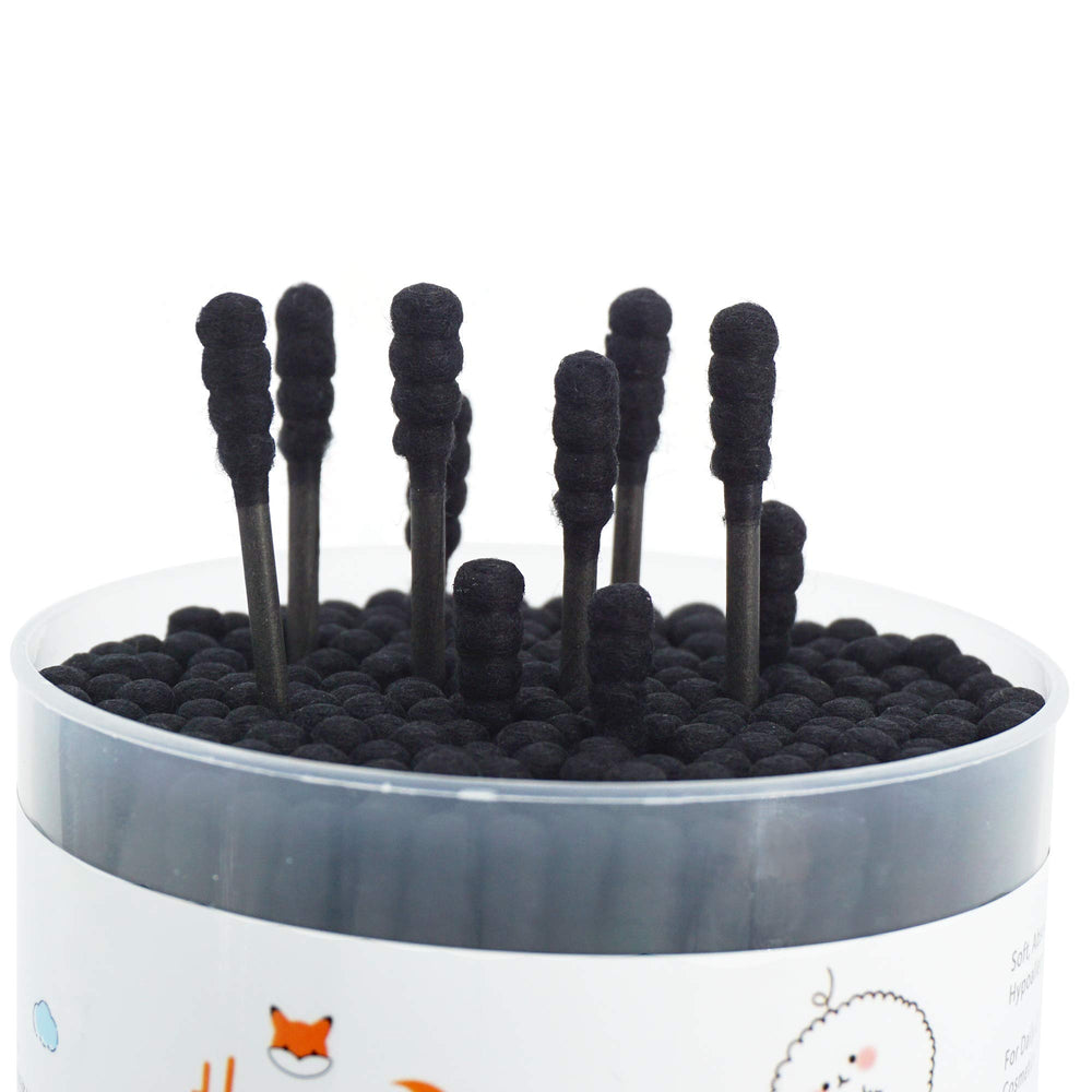 HOMEFOX: hisopos de algodón negro doble cabeza espiral para retoques.