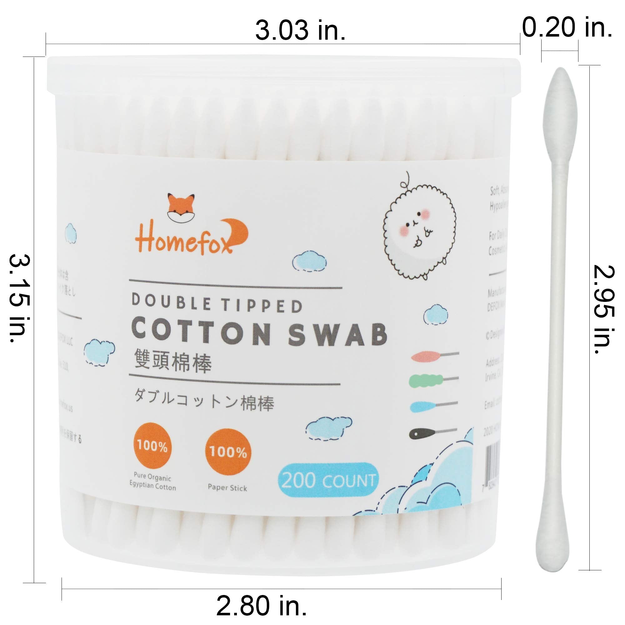 HOMEFOX hisopos de algodón con punta redonda para aplicación suave de maquillaje