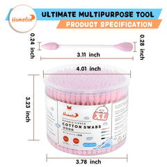 HOMEFOX pink cotton swabs with pointed tip help detail eyelid work and nail cleanup.