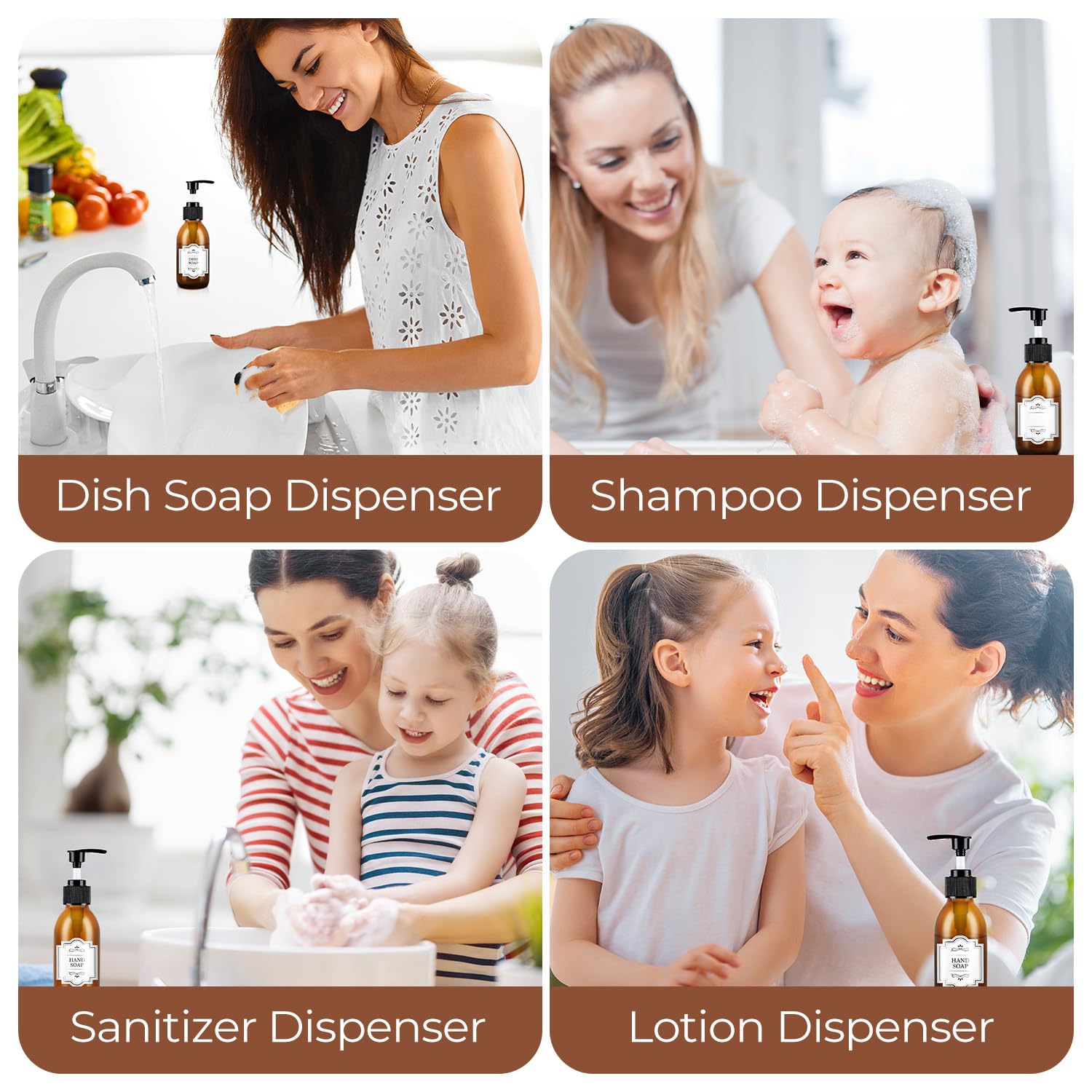 HomePicker amber glass dispenser ideal for lotion or body oil applications.
