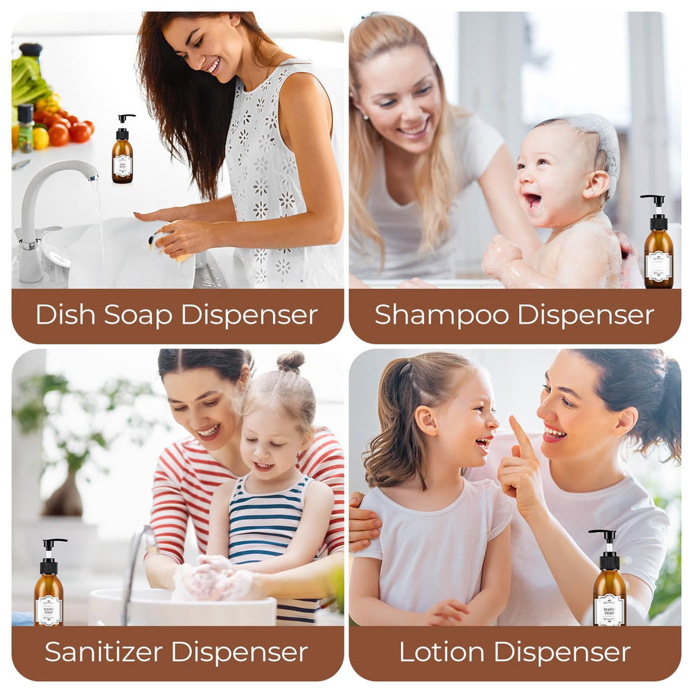 HomePicker amber glass dispenser ideal for lotion or body oil applications.
