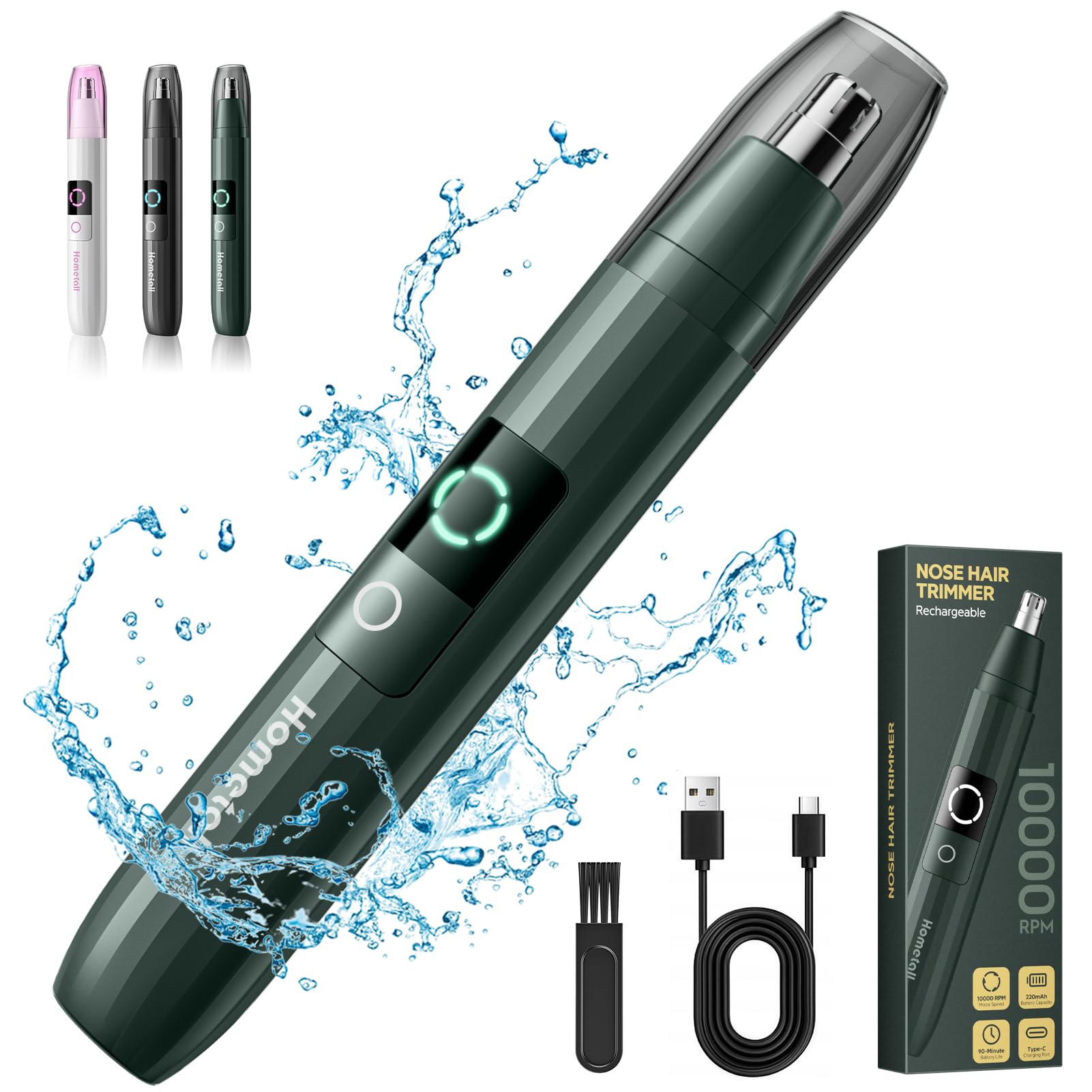 HOMETALL ear and nose trimmer front view shows compact grooming tool for easy handling.