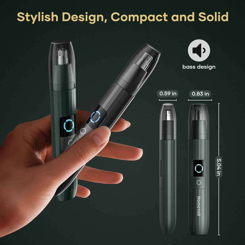 HOMETALL trimmer in use on nose for discreet, everyday grooming.