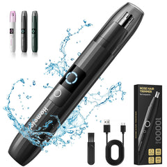HOMETALL Rechargeable nose hair trimmer in compact design for easy travel grooming.